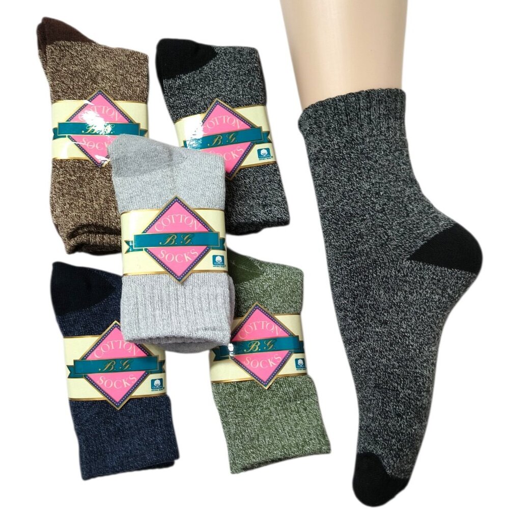 5 Pair Women's Crew Socks Terry Lined Cotton Spandex